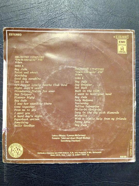 Discos de vinilo: SINGLE CAF&Eacute; CR&Eacute;ME  - UNLIMITED CITATIONS - EMI 1977. - Foto 2