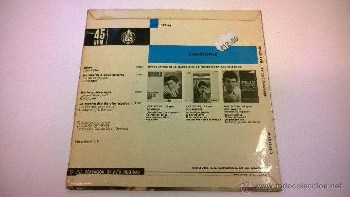 Discos de vinilo: Christophe.Aline.EP.ESPA&Ntilde;A 1965.HISPAVOX. - Foto 2