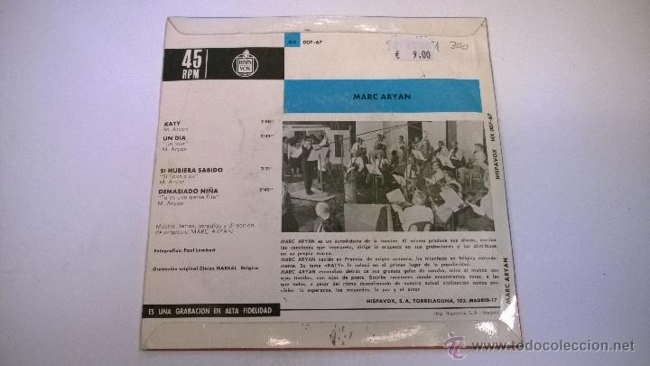 Discos de vinilo: Marc Aryan.Katy.EP.ESPA&Ntilde;A 1966.HISPAVOX. - Foto 2