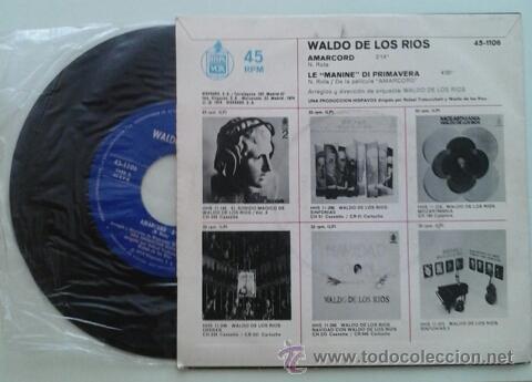 Discos de vinilo: FELLINI AMARCORD WALDO DE LOS RISO -SG- SPAIN 70S - Foto 2