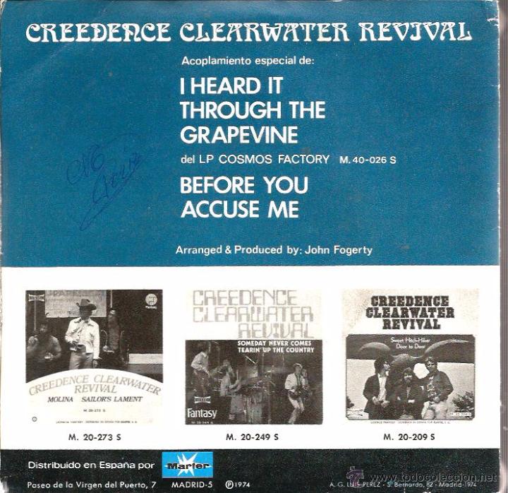 Discos de vinilo: SG CREEDENCE CLEARWATER REVIVAL : GRAPEVINE - Foto 2