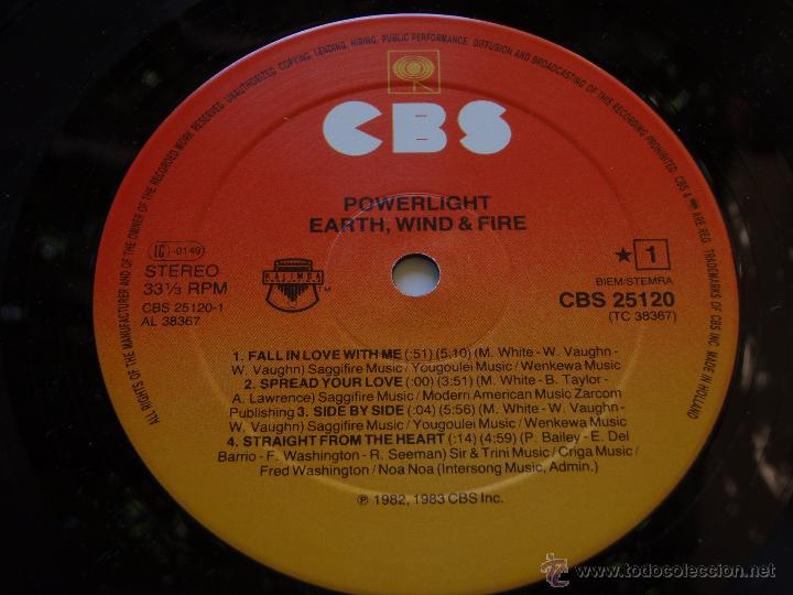 Discos de vinilo: EARTH WIND & FIRE ( POWERLIGHT ) HOLANDA - 1982 LP33 CBS* - Foto 5