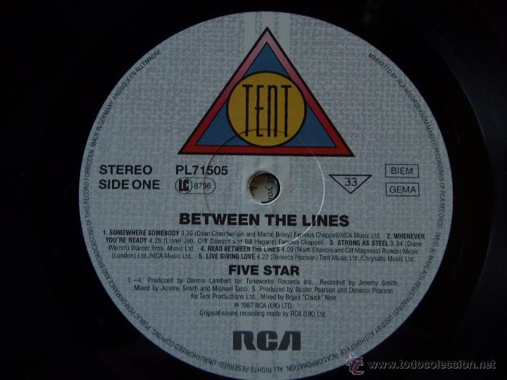 Discos de vinilo: FIVE STAR ( BETWEEN THE LINES ) 1987 - GERMANY LP33 RCA - Foto 5