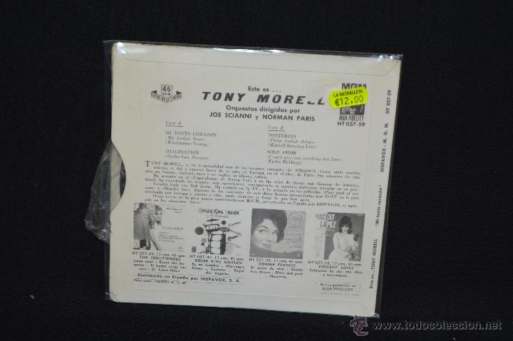Discos de vinilo: TONY MORELL - MI TONTO CORAZON +3 - EP - Foto 2