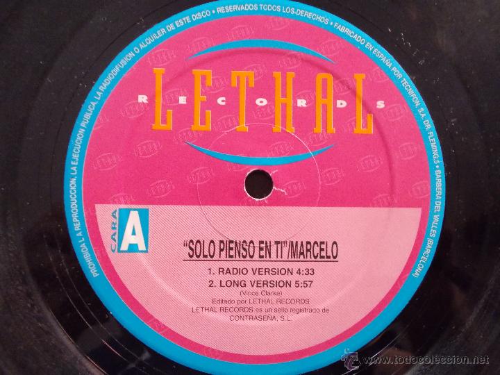 Discos de vinilo: MARCELO. SOLO PIENSO EN T&Iacute; MAXI 12 - Foto 2