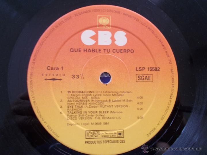 Discos de vinilo: QUE HABLE TU CUERPO MAXI 12 - Foto 2