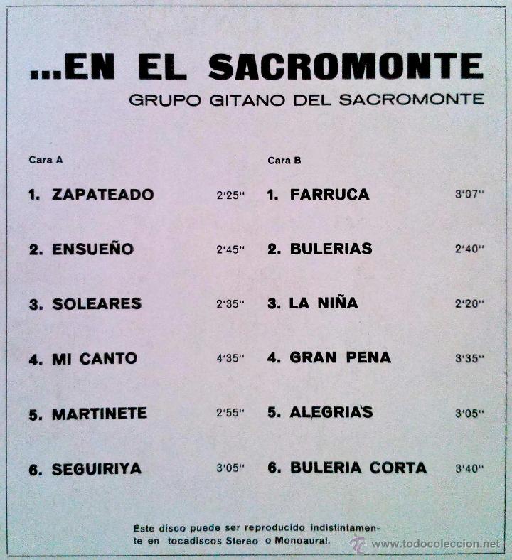 Discos de vinilo: EN EL SACROMONTE, GRUPO GITANO DEL SACROMONTE (GRANADA) - LP - Foto 2