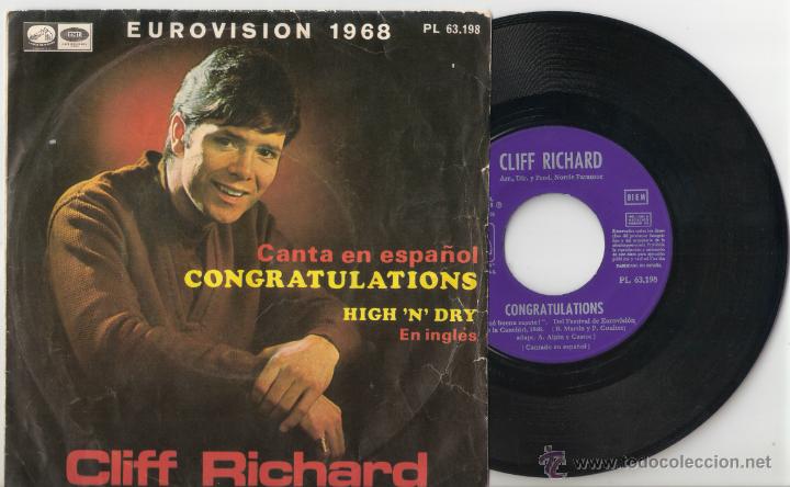 Discos de vinilo: CLIFF RICHARD *** CONGRATULATIONS ***EUROVISION 1968 - Foto 1