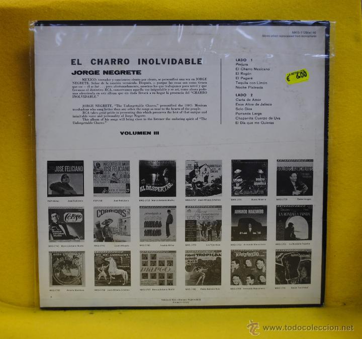 Discos de vinilo: JORGE NEGRETE - EL CHARRO INOLVIDABLE - LP - Foto 2