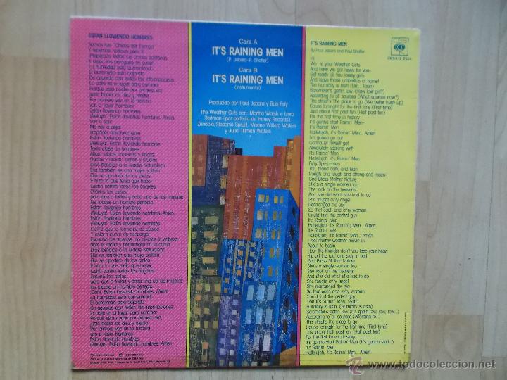 Discos de vinilo: THE WEATHER GRILS - IT&acute;S RAINING MEN 1982 - Foto 3