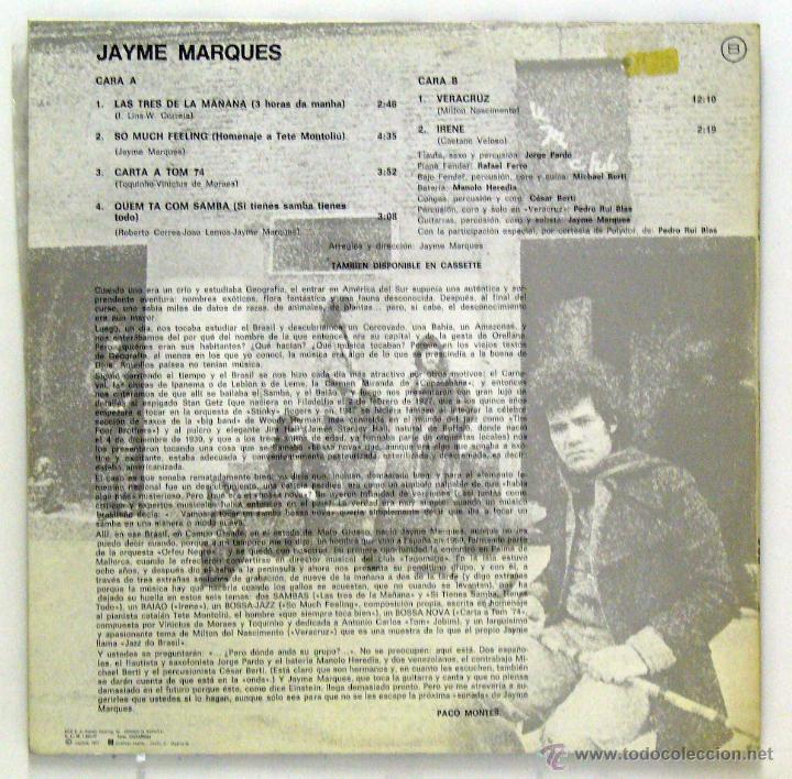 Discos de vinilo: Jayme Marques - So Much Feeling (LP Vinilo. Original 1977) - Foto 2