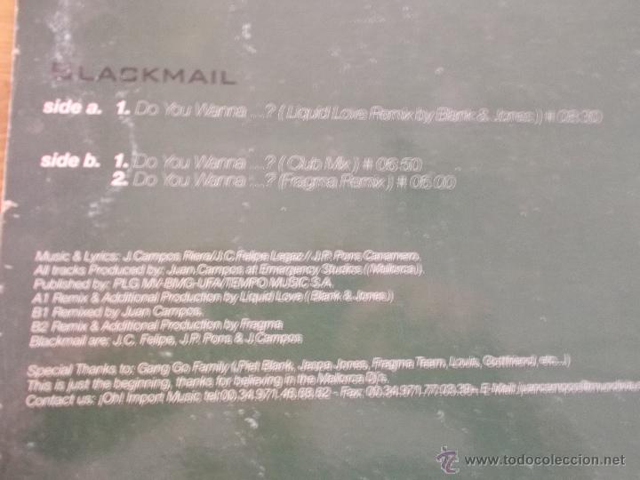 Discos de vinilo: BLACKMAIL. DO YOU WANNA MAXI 12. - Foto 3