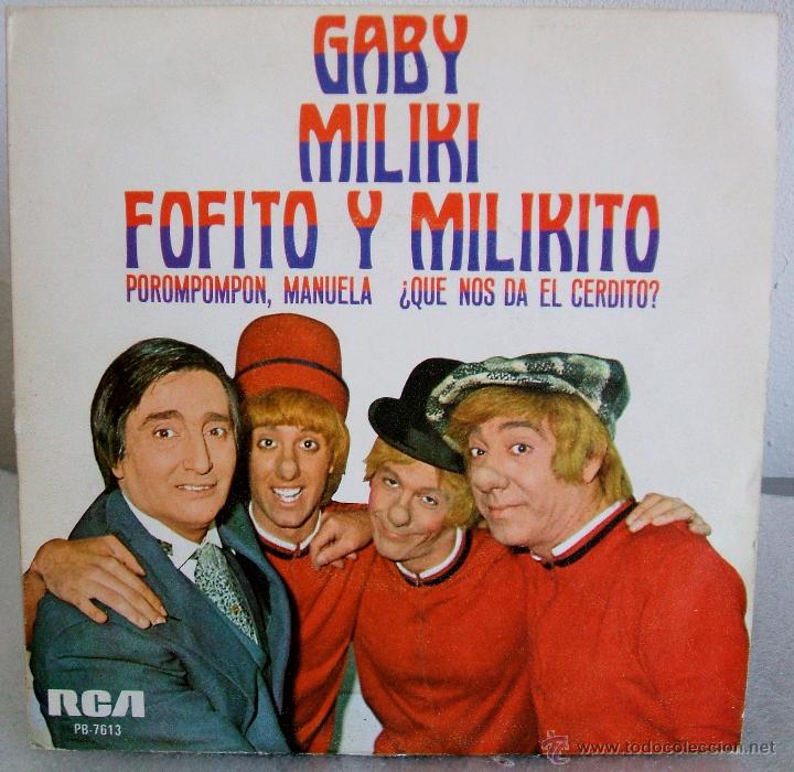 GABY, MILIKI, FOFITO Y MILIKITO: POROMPOMOM MANUELA - Â¿QUE NOS DA EL CERDITO? / RCA SINGLE 1977 (MÃºsica - Discos - Singles Vinilo - MÃºsica Infantil)