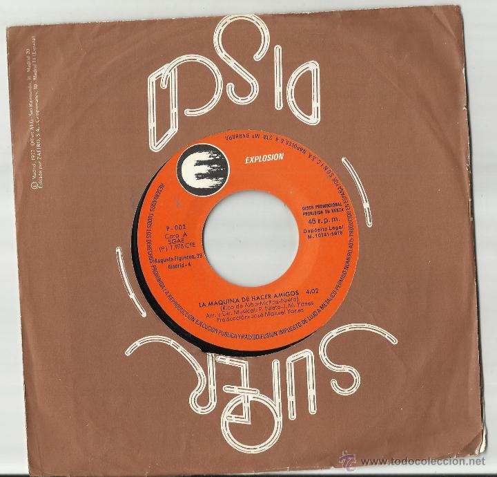 Discos de vinilo: explosion single promocional por una sola cara la maquina de hacer amigos.1978.en perfecto estado