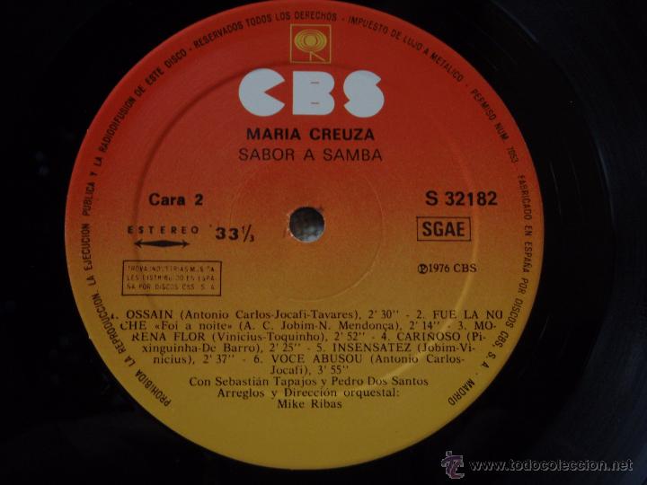 Discos de vinilo: MARIA CREUZA ( SABOR A SAMBA ) 1976 -SPAIN LP33 CBS - Foto 4