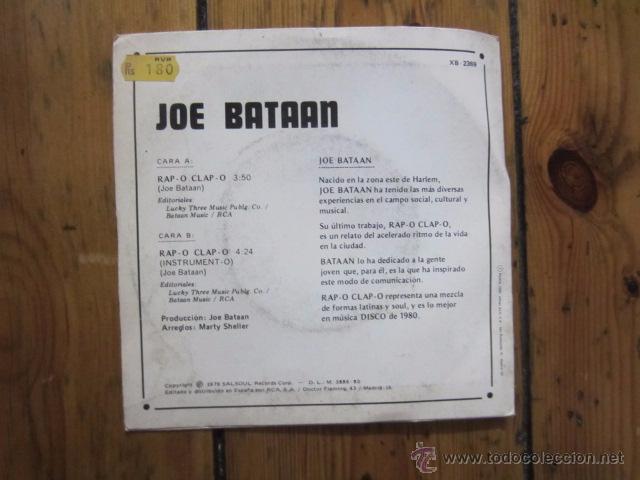 Discos de vinilo: JOE BATAAN - RAP-O CLAP-O - Foto 2