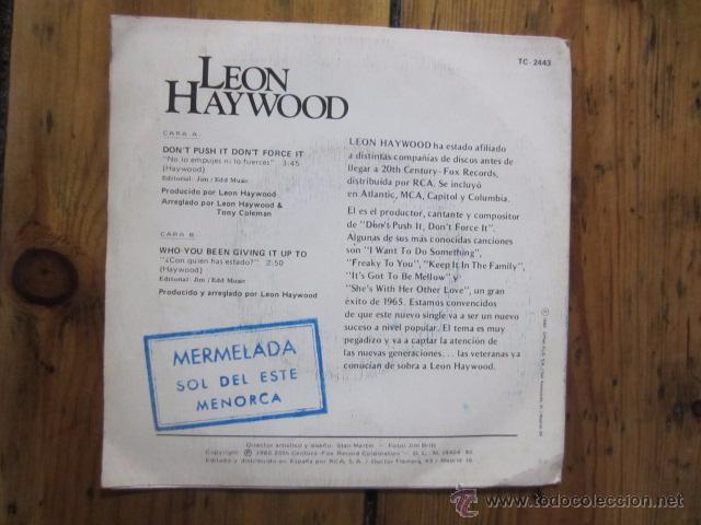 Discos de vinilo: LEON HAYWOOD - DONT PUSH IT - Foto 2