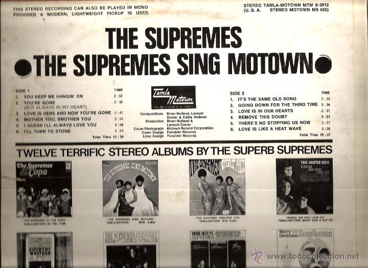 Discos de vinilo: LP THE SUPREMES SING MOTOWN - Foto 2