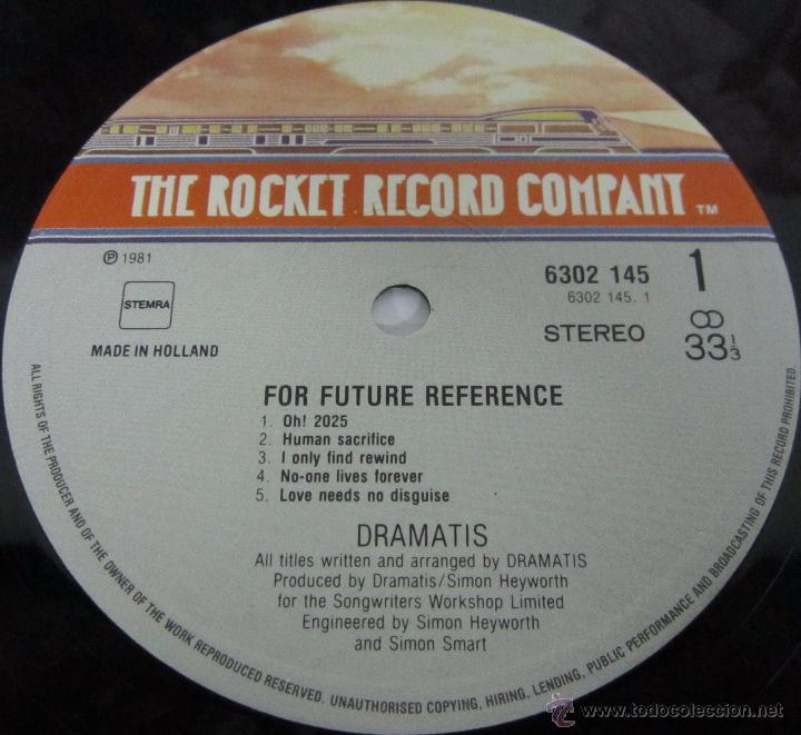 Discos de vinilo: DRAMATIS - FOR FUTURE REFERENCE - LP HOLLAND 1981 + LETRAS - MUY BUEN ESTADO - Foto 2