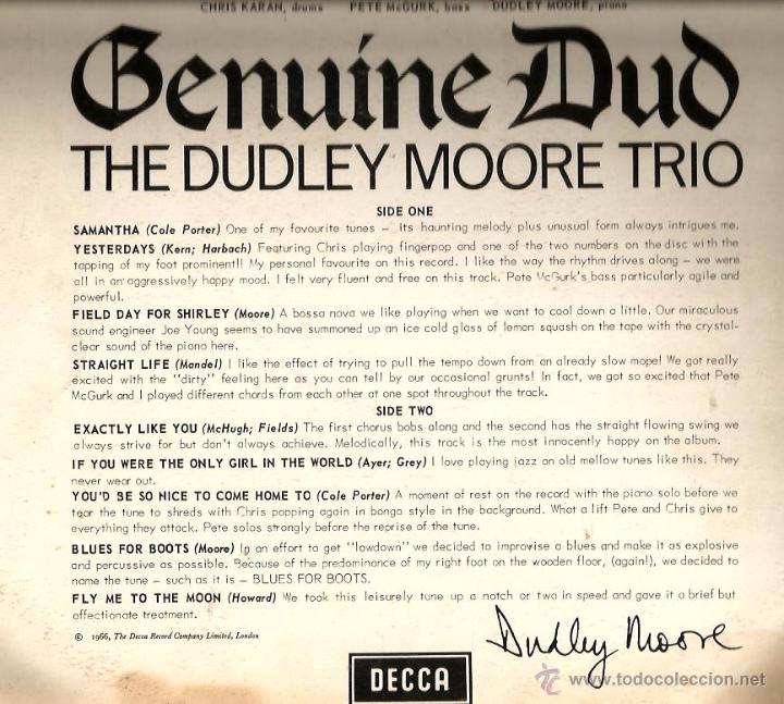 Discos de vinilo: LP THE DUDLEY MOORE TRIO : GENUINE DUD - Foto 2