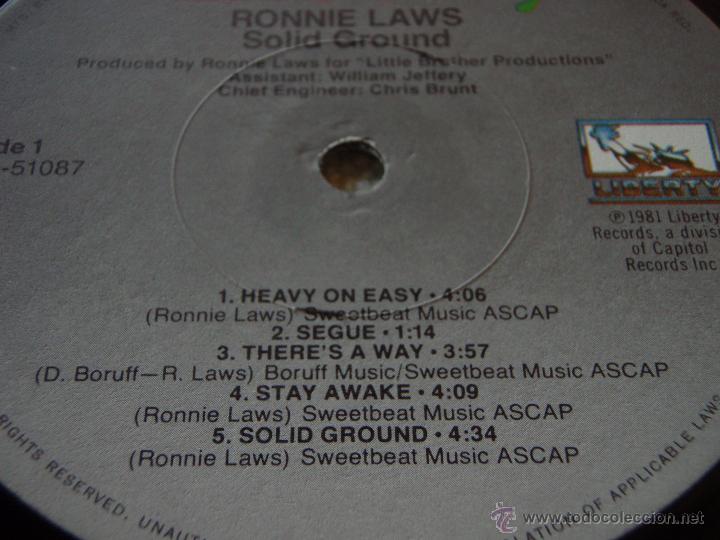 Discos de vinilo: Ronnie Laws &ndash; Solid Ground, US 1981 Liberty - Foto 3