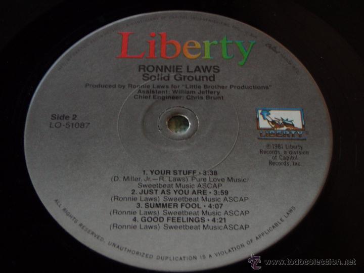 Discos de vinilo: Ronnie Laws &ndash; Solid Ground, US 1981 Liberty - Foto 5