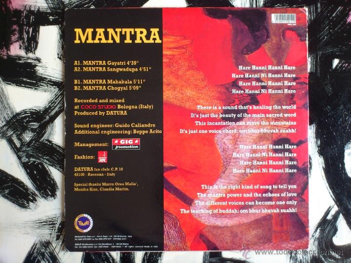 Discos de vinilo: DATURA - MANTRA - MAXI - VINILO - TIME RECORDS - 1996 - Foto 2