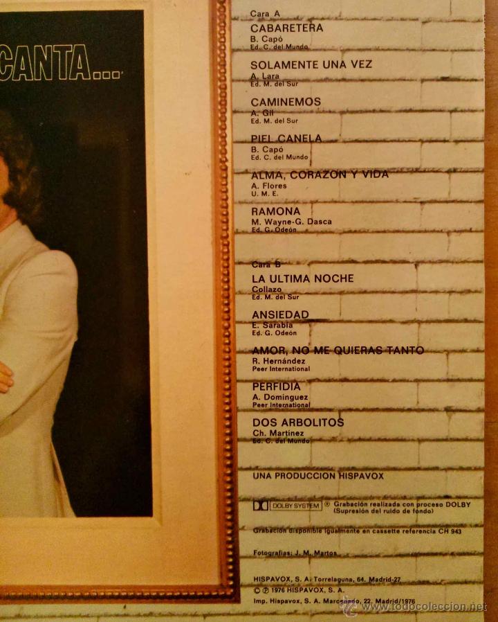 Discos de vinilo: RAPHAEL CANTA... LP ESPA&Ntilde;A A&Ntilde;O 1976, COMO NUEVO - Foto 2