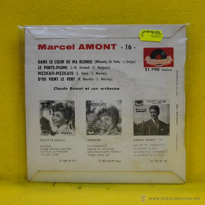 Discos de vinilo: MARCEL AMONT - PIZZICATI PIZZICATO + 3 - EP - Foto 2