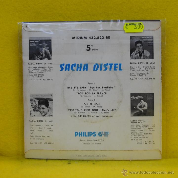 Discos de vinilo: SACHA DISTEL - BYE BYE BABY + 3 - EP - Foto 2