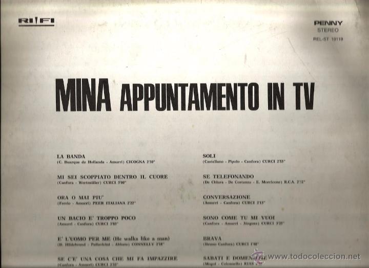 Discos de vinilo: LP MINA : APPUNTAMENTO IN TV - Foto 2