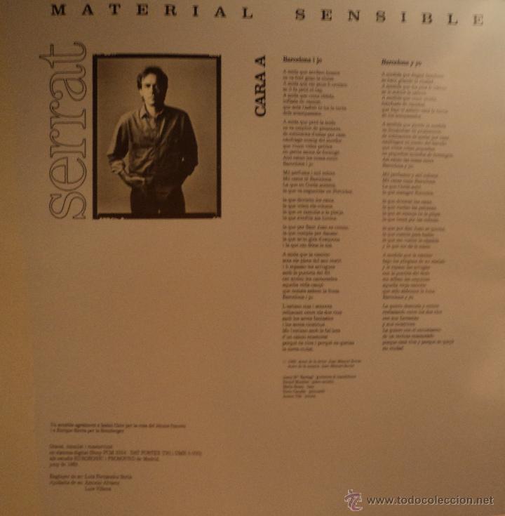 Discos de vinilo: Joan Manuel Serrat - Material Sensible - Edicion de 1989 de Espa&ntilde;a - Foto 3