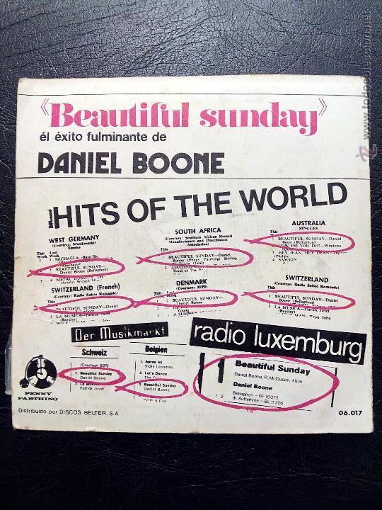 Discos de vinilo: SINGLE DANIEL BOONE - BEAUTIFUL SUNDAY - BELTER 1972. - Foto 3