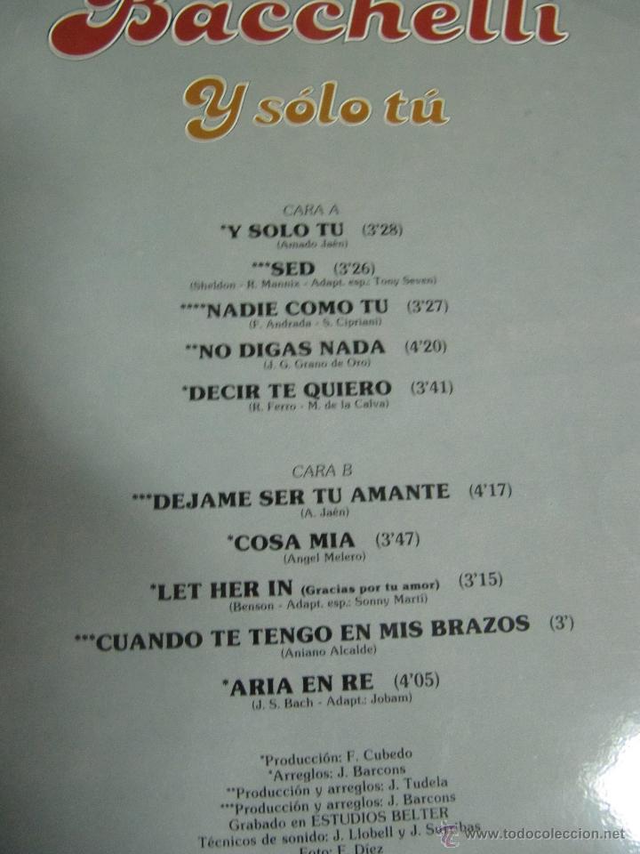 Discos de vinilo: BACHELLI. Y SOLO TU. LP. VINILO. - Foto 2