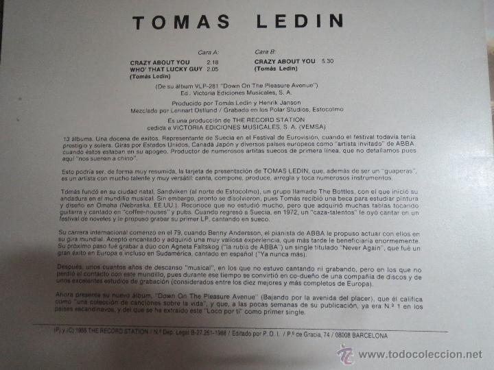 Discos de vinilo: TOMAS LEDIN CRAZY. - Foto 2