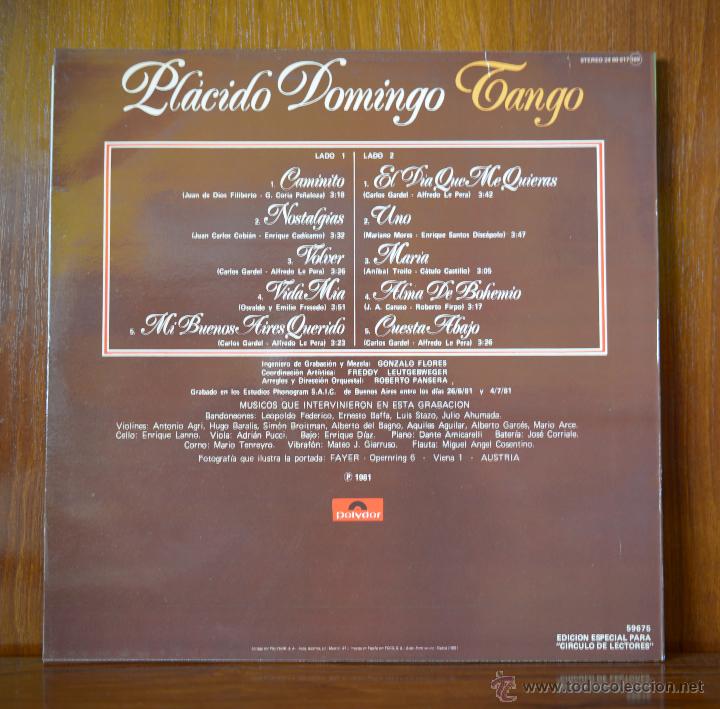 Discos de vinilo: Placido Domingo - Tango (Polydor, 1981) - Foto 2
