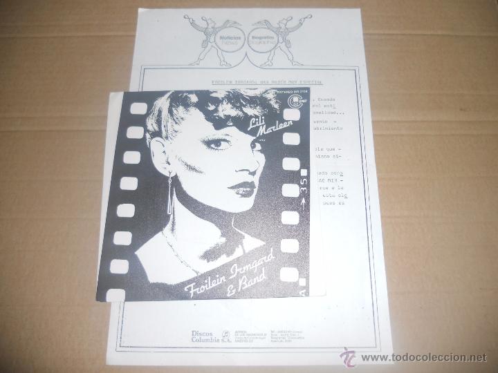 Discos de vinilo: FROILEIN IRMGARD & BAND (SN) LILI MARLEEN A&Ntilde;O 1981 - EDICION PROMOCIONAL + HOJA PROMOCIONAL