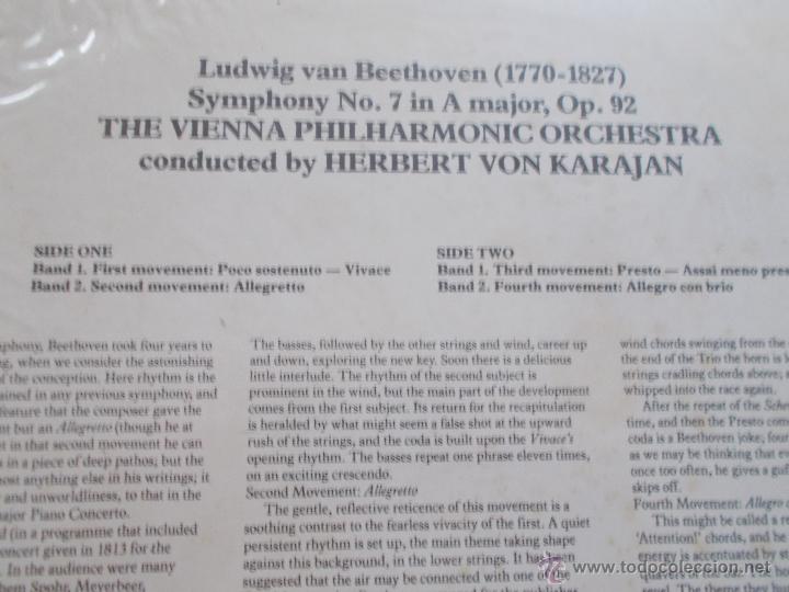 Discos de vinilo: KARAJAN BEETHOVEN SEVENTH SYMPHONY IN A OP.92 - Foto 3