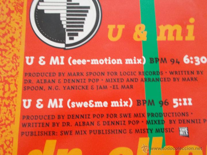 Discos de vinilo: U & MI. DR. ALBAN MAXI 12 - Foto 3