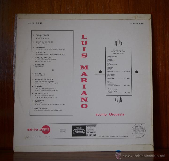 Discos de vinilo: Luis Mariano (Emi, 1969) - Foto 2