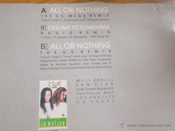Discos de vinilo: MILLI VANILLI. ALL OR NOTHING.. MAXI 12 - Foto 2