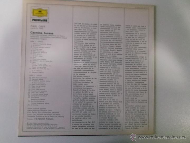 Discos de vinilo: CARL ORFF - CARMINA BURANA 1979 - Foto 3