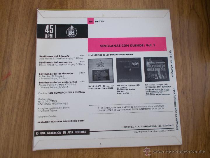 Discos de vinilo: LOS HERMANOS REYES. FERIA DE SEVILLA  VOL. 2 EPS - Foto 2