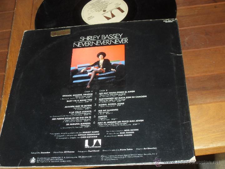 Discos de vinilo: SHIRLEY BASSEY LP. NEVER. MADE IN SPAIN. 1973. - Foto 3
