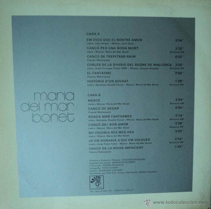 Discos de vinilo: Mar&iacute;a del Mar Bonet - Merc&egrave; - Edici&oacute;n de 1971 de Espa&ntilde;a - Foto 2