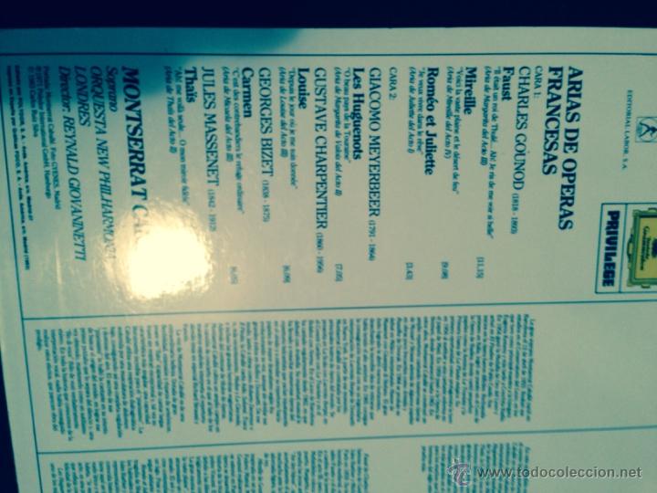 Discos de vinilo: Monserrat caballe Arias francesas - Foto 2