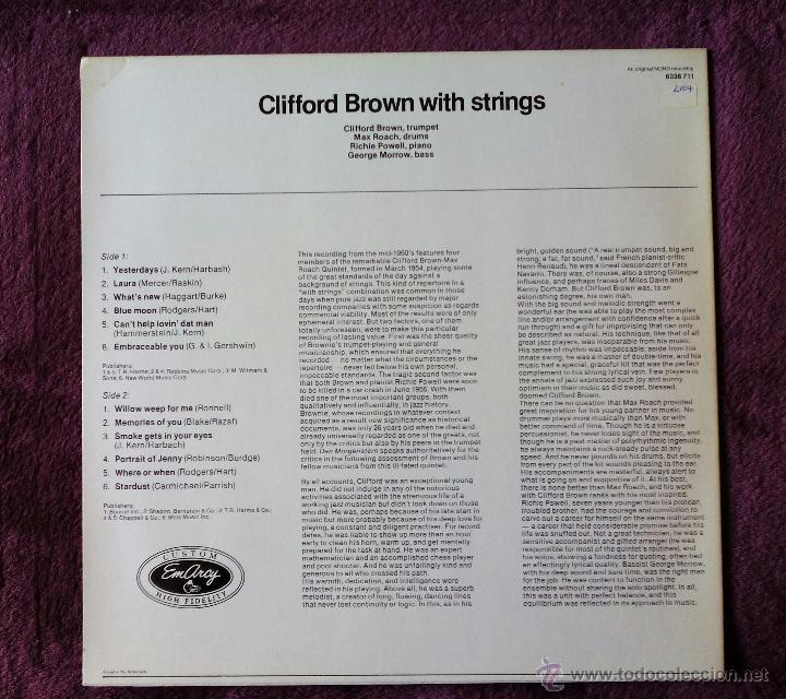 Discos de vinilo: CLIFFORD BROWN WITH STRINGS (EMARCY) LP HOLANDA - MAX ROACH RICHIE POWELL - Foto 2