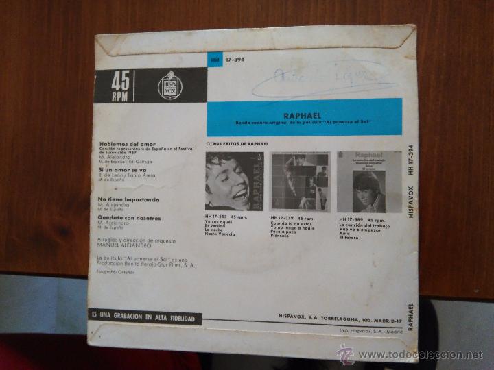 Discos de vinilo: RAPHAEL. EUROVISION 1967. HABLEMOS DEL AMOR - Foto 2