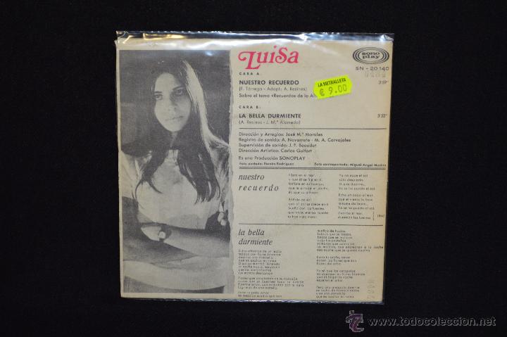 Discos de vinilo: LUISA - NUESTRO RECUERDO / ELLA DURMIENTE - SINGLE - Foto 2