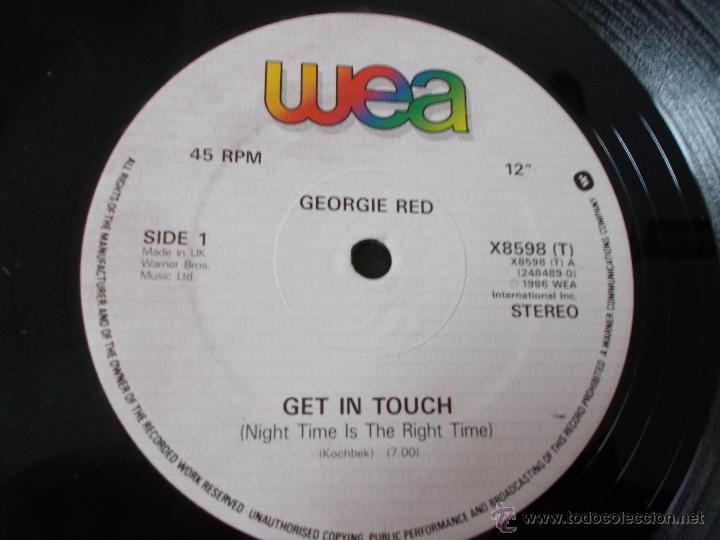 Discos de vinilo: GEORGIE RED. GET IN TOUCH MAXI 12 EDICION INGLESA - Foto 2